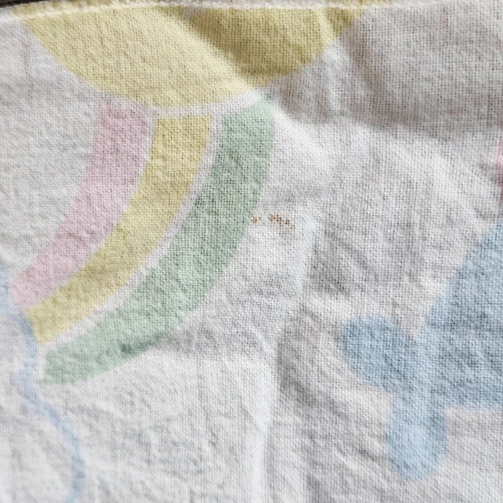 VTG 1980s Beacon pastel flannel baby receiving blanket soft print rainbow stars